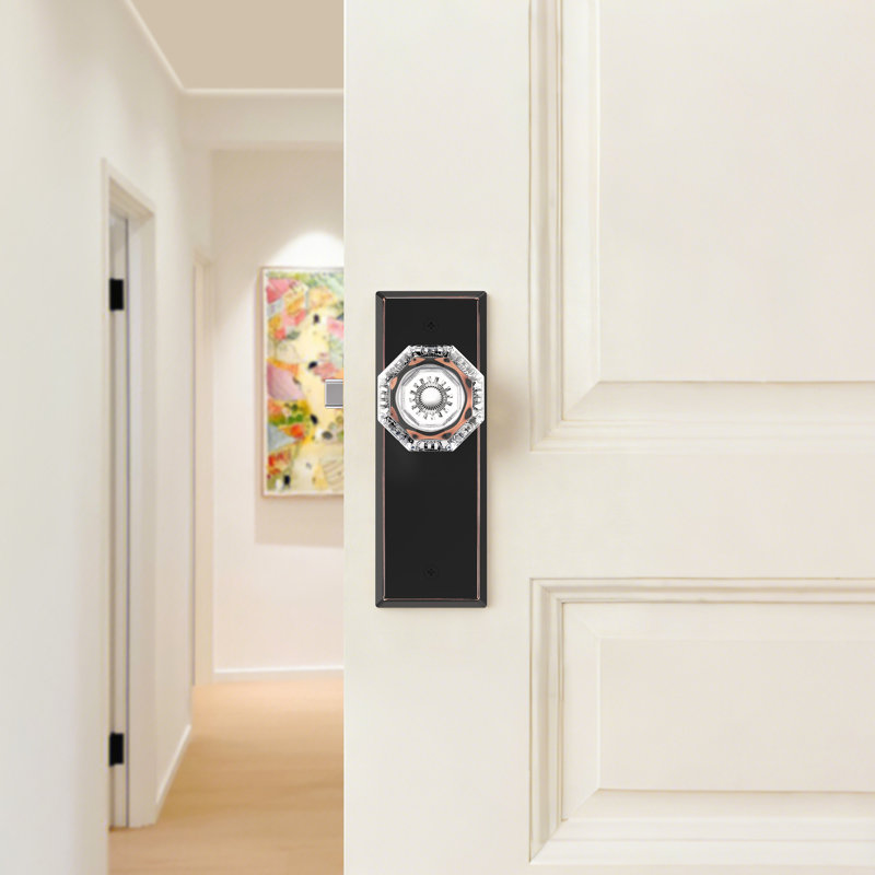 Oil Rubbed Bronze Octagonal Crystal  Passage Dooror Knob, Oil Rubbed Bronze, Passage