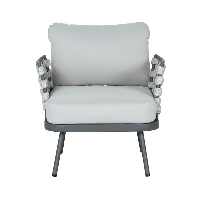 Ensemble de 2 fauteuils club en acier Mariano, gris, Gris, Gris