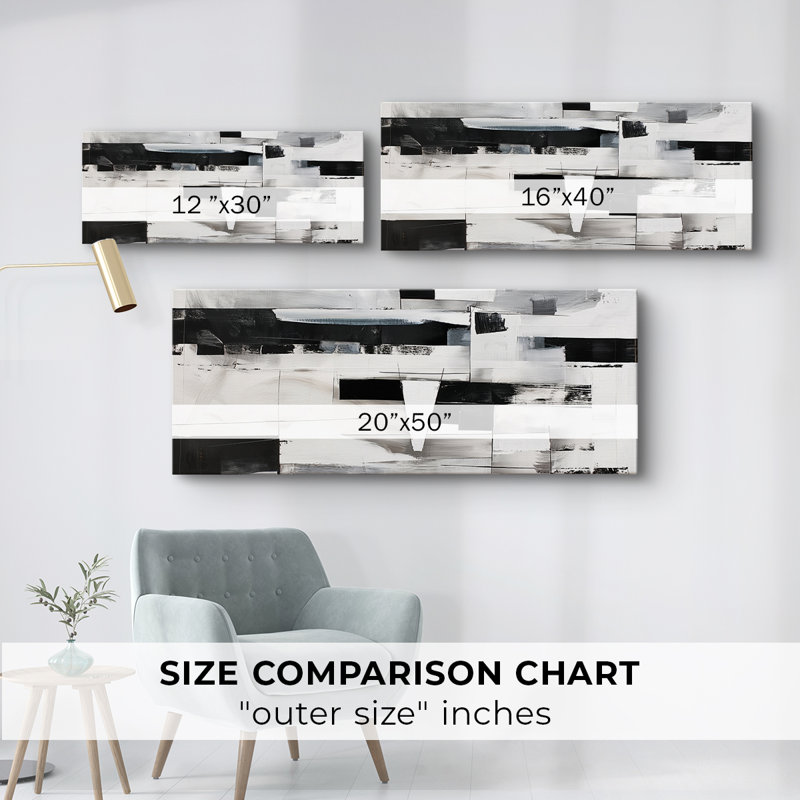 Toile tendue avec châssis abstrait # 1, H 12 po x l 30 po