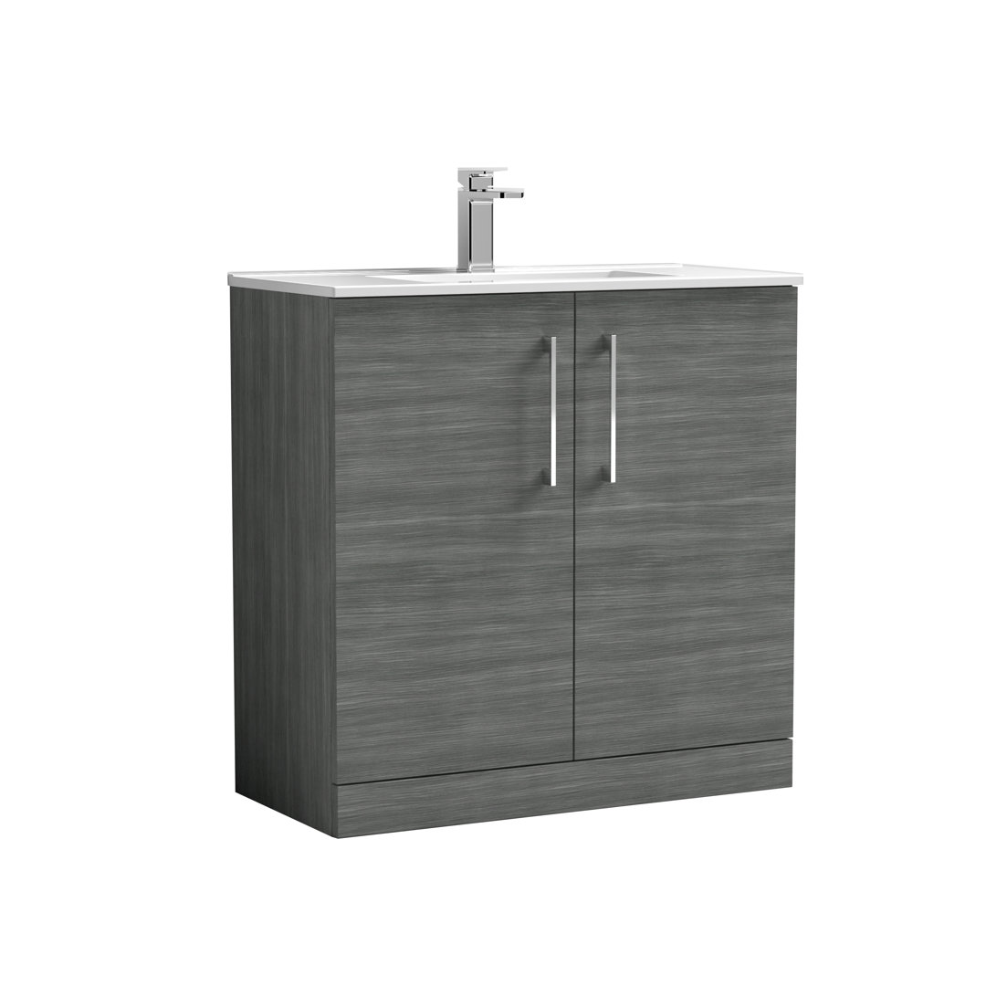 Nuie Soft Black Arno Satin 2 Door Vanity Unit And Minimalist Ceramic Basin | | Mdf | 800Mm - Image 3