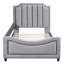 Lit de jour gris simple rembourré avec tête de lit classique - Revêtement robuste et tendance et rayures élégantes-1365100417