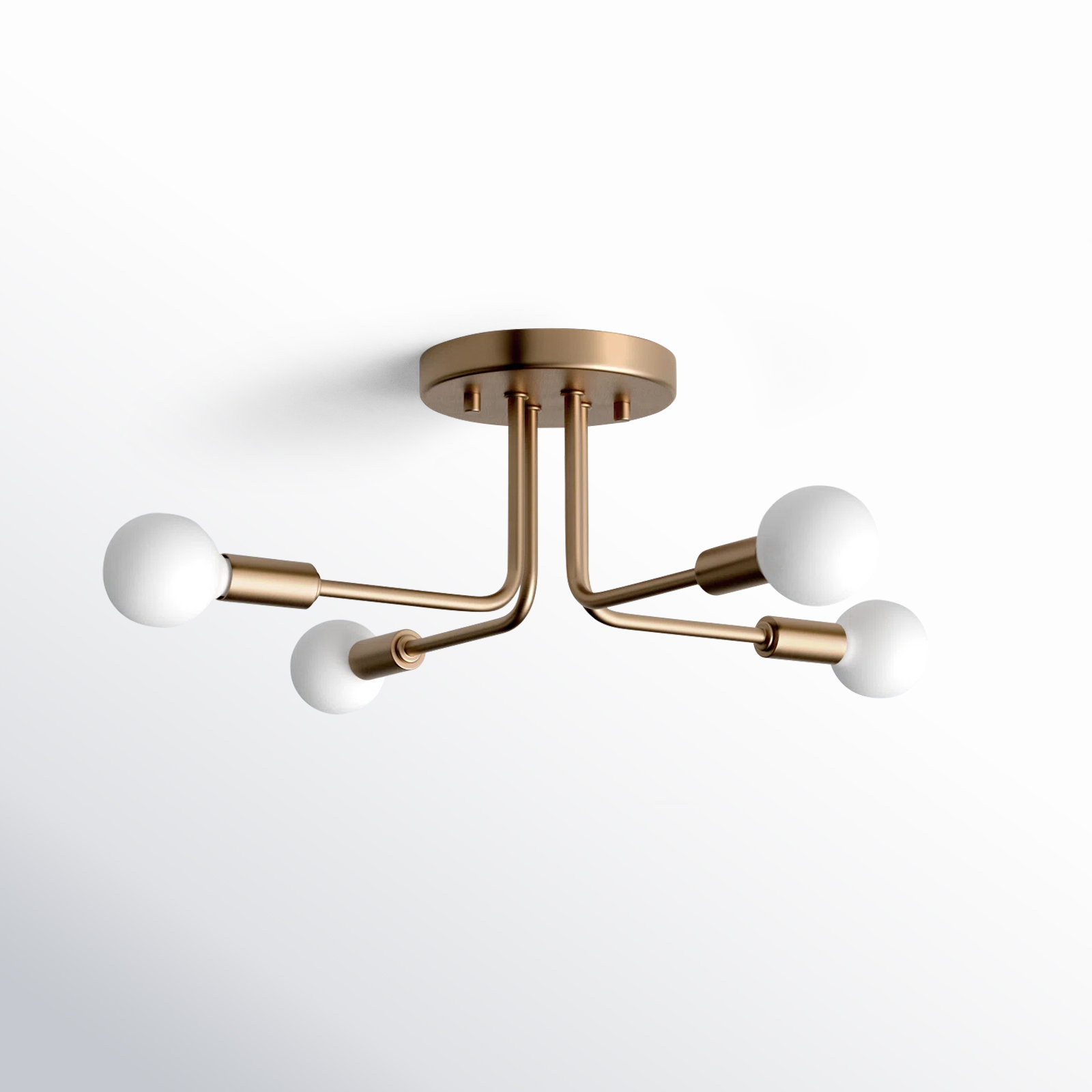 Nealey 4 Light Glass Semi Flush Mount, Satin Brass