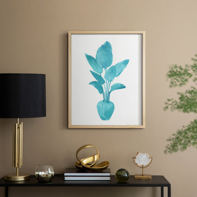 «Watercolor House Plant II», reproduction encadrée - bois massif