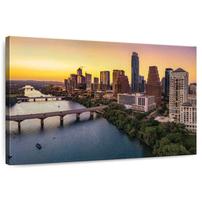 Skyline de Sirci Austin au crépuscule, H 16 po x l 24 po
