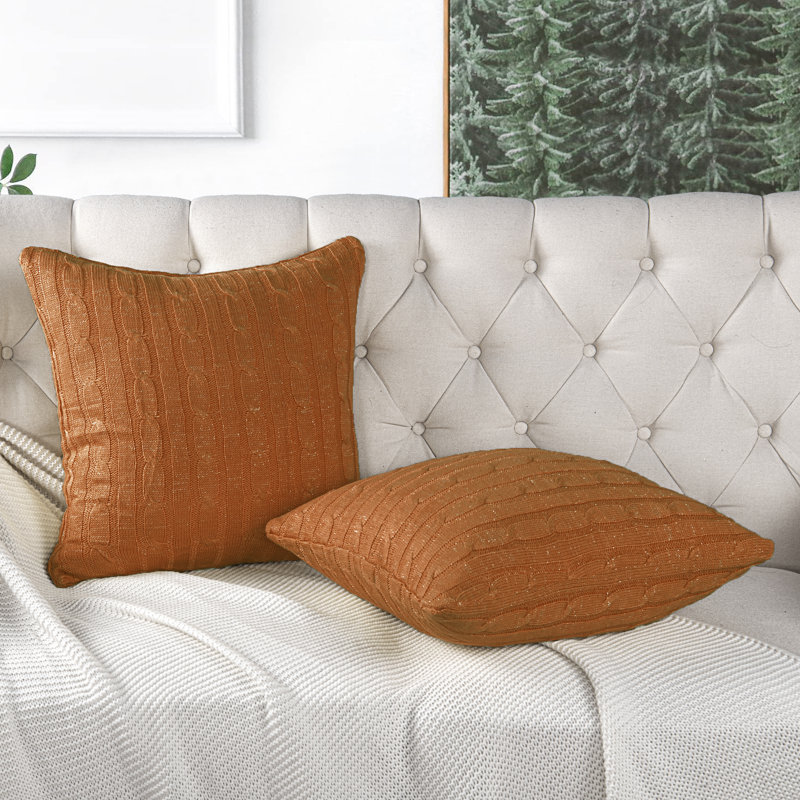 Square Cushion Cover, Burnt Orange