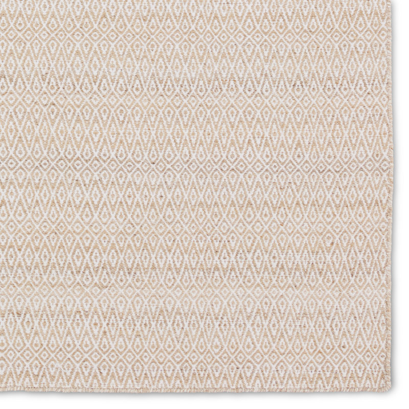 Schwandt Imogen Handmade Outdoor Trellis Cream/Tan Area Rug, Rectangle 6' x 9'