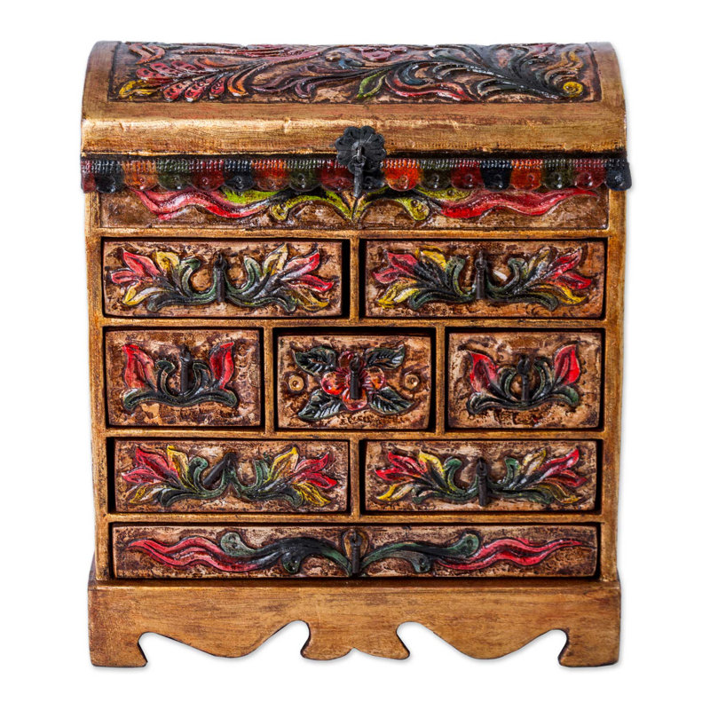 Boîte à bijoux en bois et cuir Bright Hummingbird