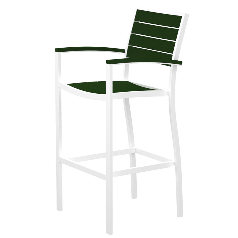 Chaise avec accoudoirs de bar POLYWOOD Euro, Vert, Blanc brillant