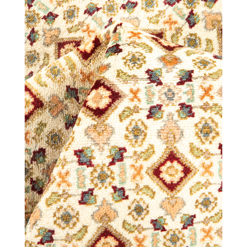 Tapis unique ivoire / gris / rouge 4 pi 1 po x 6 pi Mogul