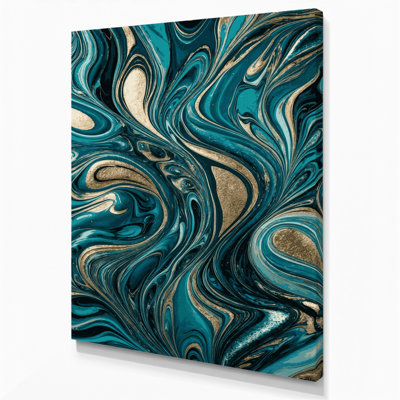 Abstrait art fluide sur toile bleue 21