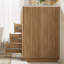 Meuble-lavabo double sur pied de 152 cm (60 po) avec portes et tiroirs cannelés, naturel-2023344220