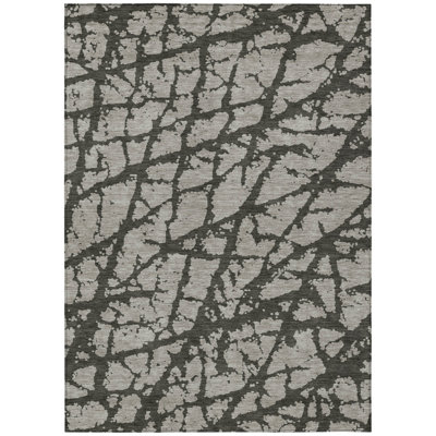 Tapis extérieur lavable abstrait gris et noir 8 pi x 10 pi