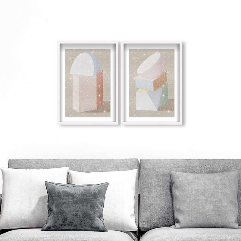 Sculptural Set Set by Oliver Gal, 17.5"H x 25.5"W, White Shadowbox