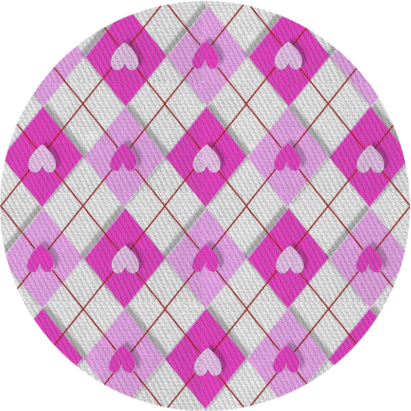 Tapis rose / gris clair Power Loom, Rond 5 pi