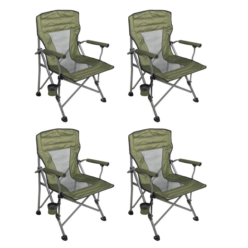  Quad Sports Oversized Folding Arm Chairs, 4 Pack, Green