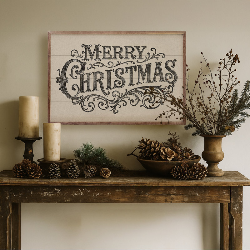Joyeux Noël orné, H 16 po x l 24 po, Blanc
