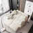 Beige / chenille blanche