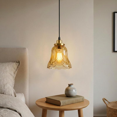 1 - Light Amber Bell Pendant