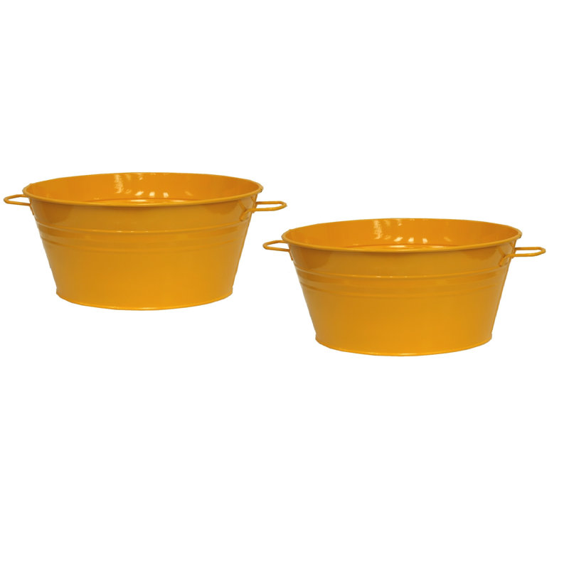 Rozario Metal Pot Planter, Saffron, 8" H x 19.5" W x 19.5" D