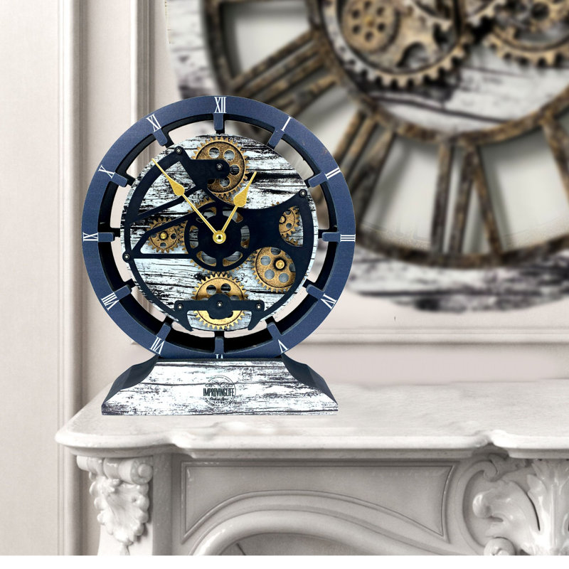 Wood Wall Clock, Grey White