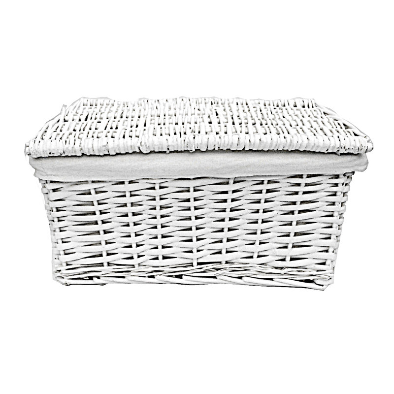 Brambly Cottage Wicker Decorative Basket, White, 14cm H x 35cm W x 24cm D