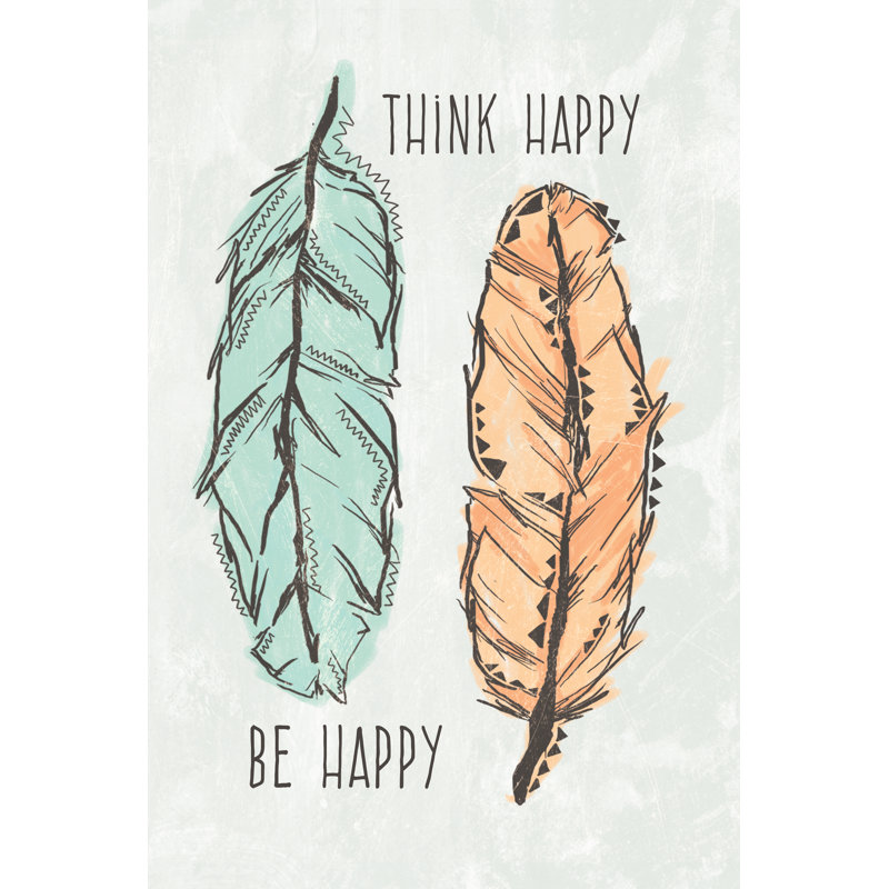 Feather Pals Happy - Wrapped Canvas Painting, 46cm H x 30cm W x 3.8cm D