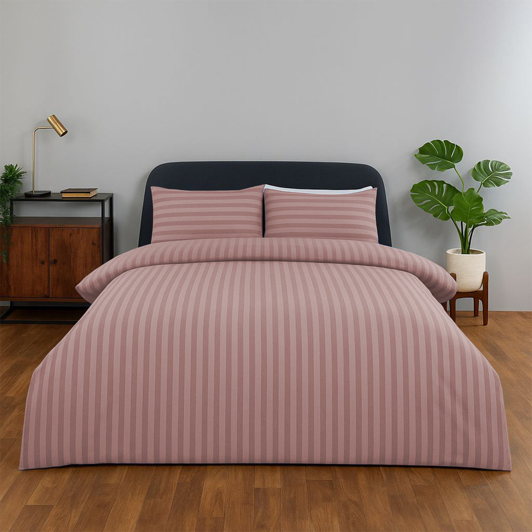 Classic Stripe Microfiber Duvet Set, 4-Piece With Fitted Sheet & Pillowcases