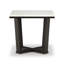 Table de bout latérale Fana, plateau en marbre blanc, carré de 24 pouces, brun espresso