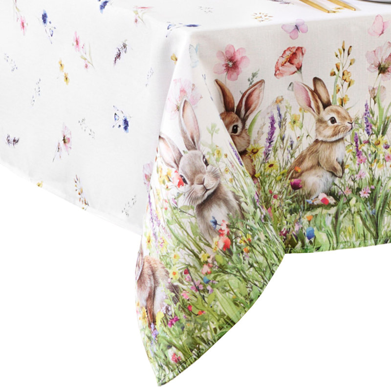 Farrel Bunny Blossom Easter Spring Tablecloth, 60" x 84" Rectangle