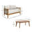 Ensemble de causeuse d'extérieur en bois d'acacia avec côtés en corde avec coussins et table basse