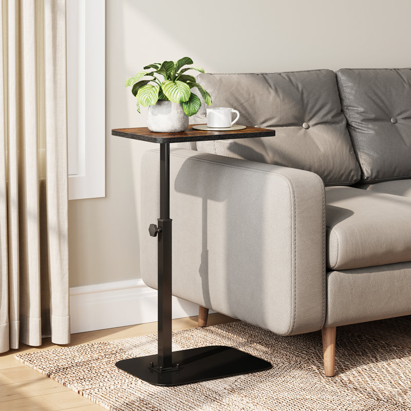 Adjustable Swivel C-side Table with Height Control, Brown