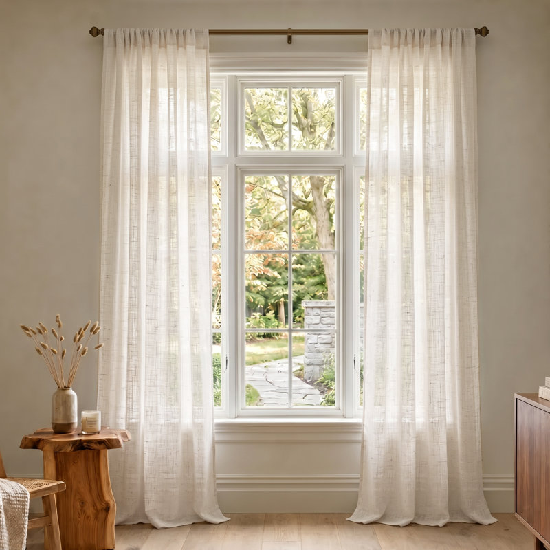 Rideau en faux jute D'Moksha Homes, L 52 po x L 96 po, Ivoire