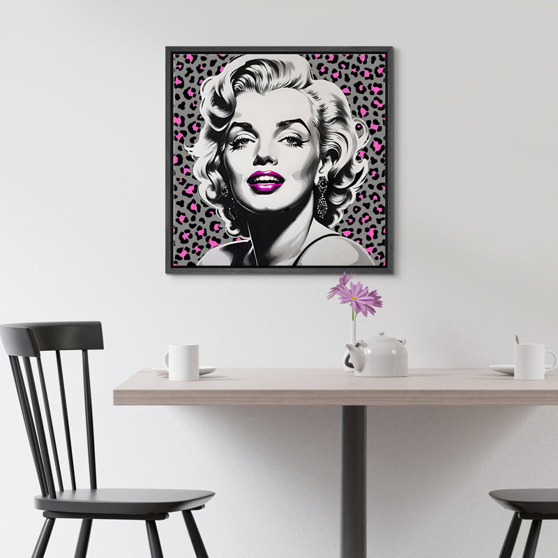 «Elegance Grey Fashion», portrait féminin, impression sur toile encadrée, Cadre noir, H 24 po x l 24 po