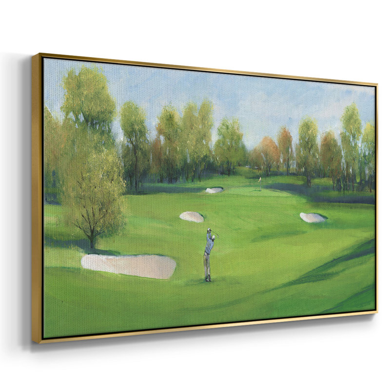 Toile tendue avec cadre de qualité supérieure Fairway Shot II - prête à être accrochée, H 25 po x l 37 po x P 2 po, Or
