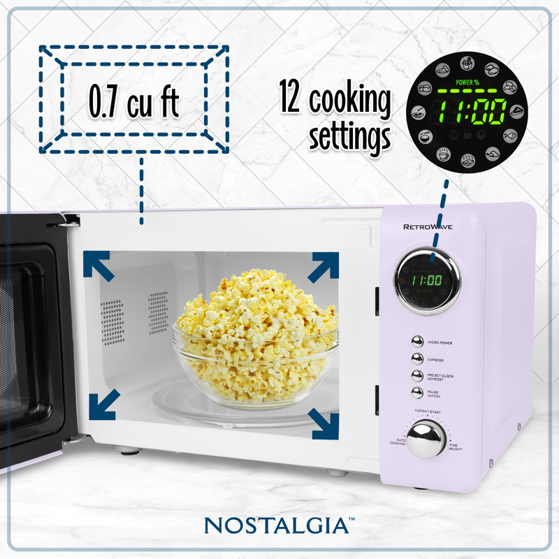 Nostalgia 0.7 Cubic Feet Countertop Microwave, Purple