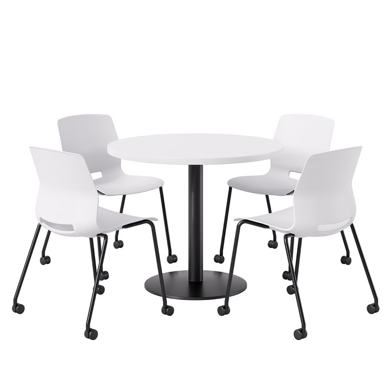 Ensemble repas pour quatre personnes, Blanc / noir, Blanc, H 41 po x L 36 po x l 36 po