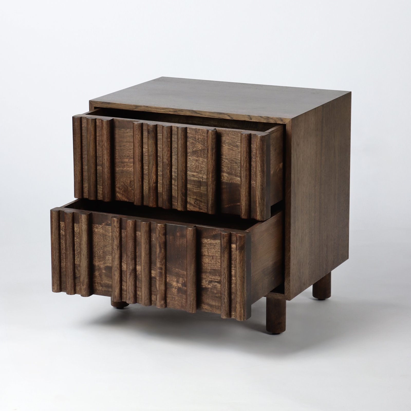 Ardelle 2-Drawer Fluted Wood Nightstand
