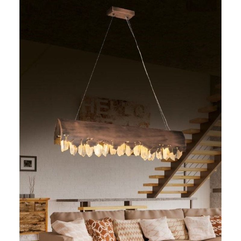 Lustre suspendu Light Kritallos, Or antique, Ambre, H 60 po x l 33 po x P 33 po