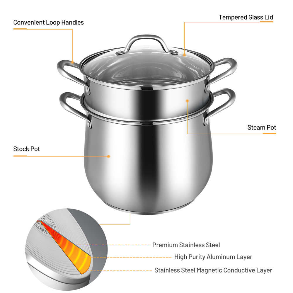 Costway 6.2 Quarts Stainless Steel Steamer Pot