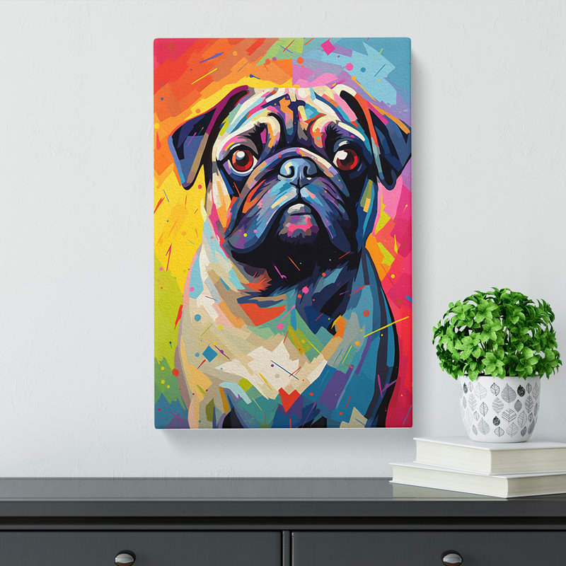 Pug Colour Field - Wrapped Canvas, 60cm H x 40cm W x 3cm D