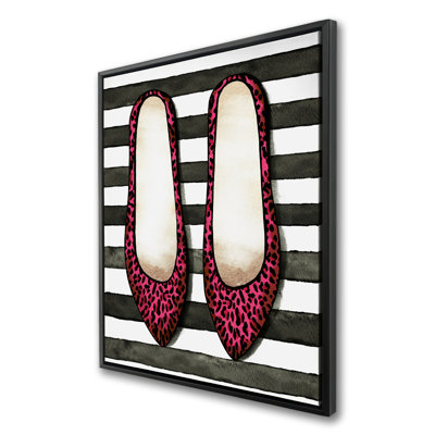 Leopard Pink Shoes - Stylish Canvas Art for Pink Bedroom Decor