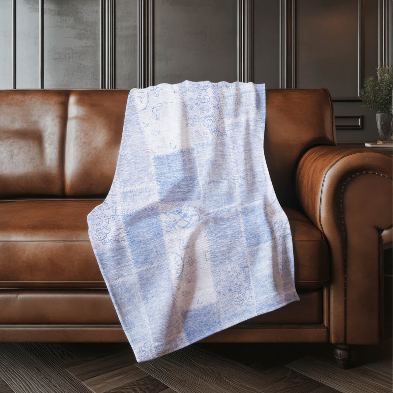 Jeté patchwork Addison Sherpa ASB631, Ciel