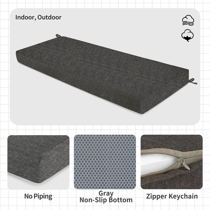 2'' H Customizable Bench Cushion For Indoor/Outdoor Furniture/Chair/Window Seat, Premium 75D High-Resilience FoamS9-P0-T2-A13