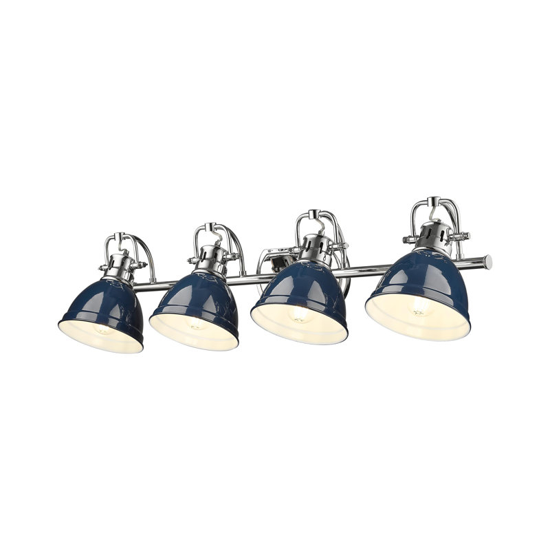 Ensemble de meuble-lavabo 4 lumières Brynnan, Bleu marine mat, Chrome chrome