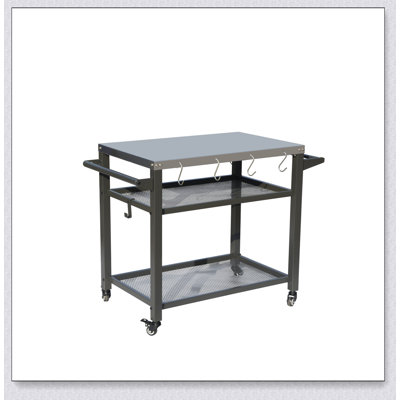 3-Shelf Outdoor Grill Table, Grill Cart with Wheels, Outdoor Pizza Oven and Food Prep Table