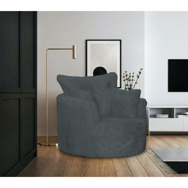 Upholstered Swivel Armchair, Grey