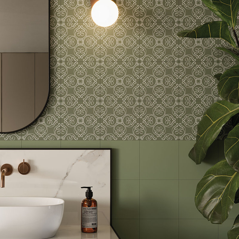 Carrelage en porcelaine Helix 8X8, Vert
