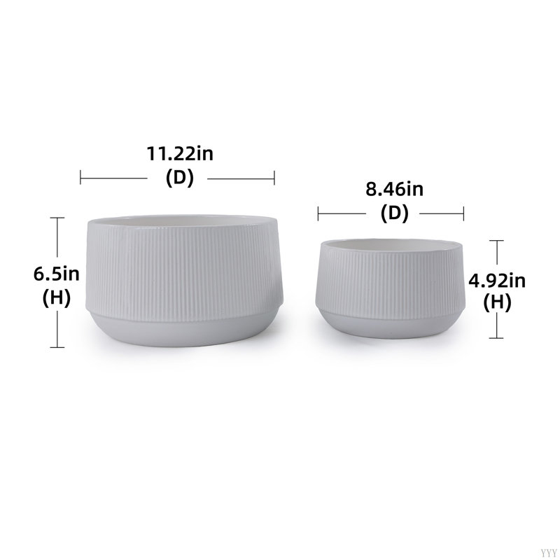 2 pots de fleurs en céramique, pot de fleurs moderne pour patio, jardin ou rebords de fenêtre