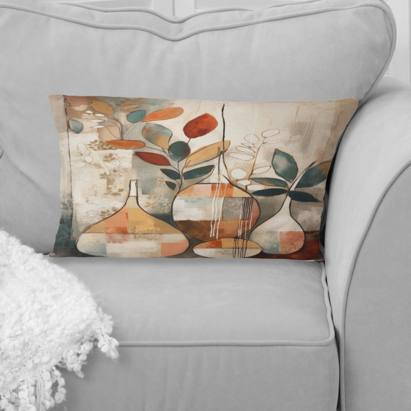 Coussin décoratif vert et beige