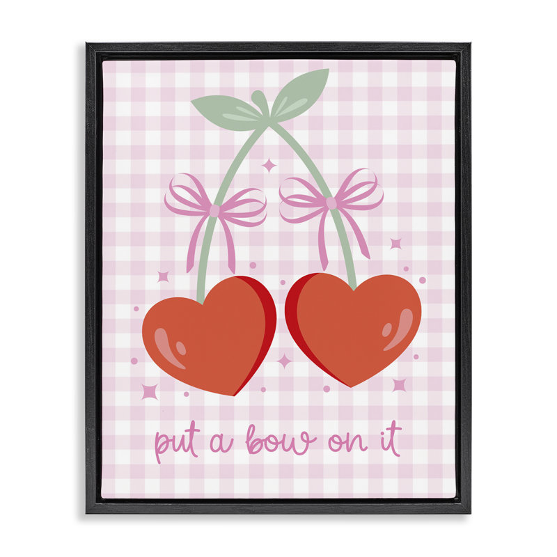«Put A Bow On It Cherries», art mural sur toile flottante par Ilis Avilès, H 31 po x l 25 po, Cadre flottant noir de jais